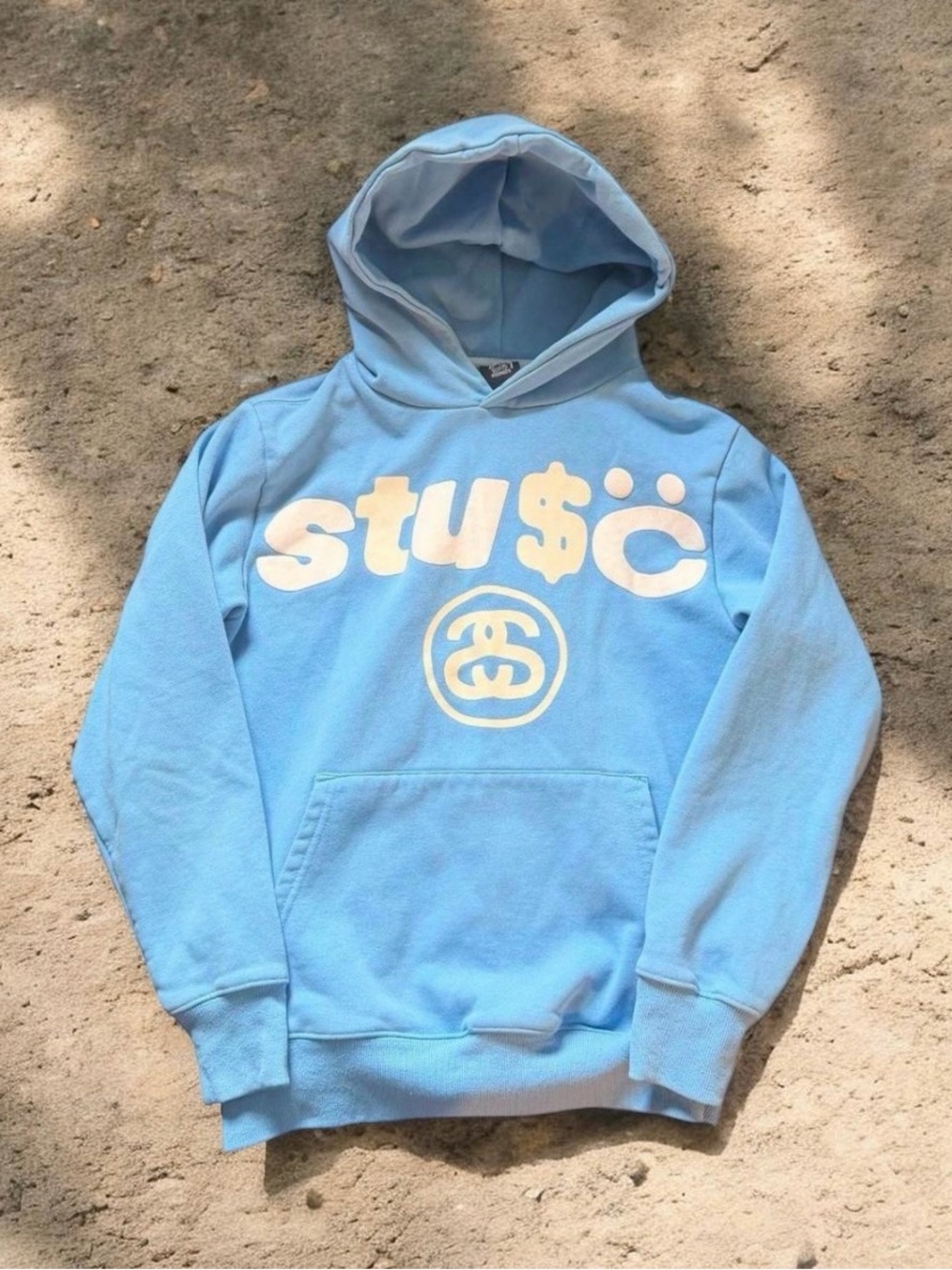 Light Blue Graphic Pullover Hoodie